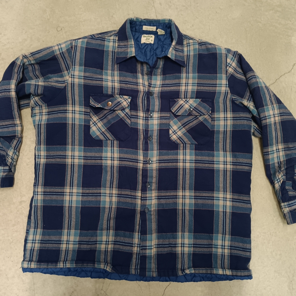 OAKTON Flannel Blue Plaid Men's Shirt Sz Large Vintage